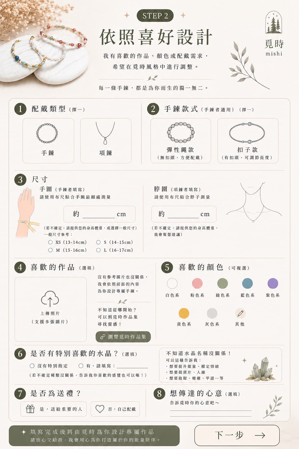 覓時 Step 2 依照喜好設計表單介紹圖